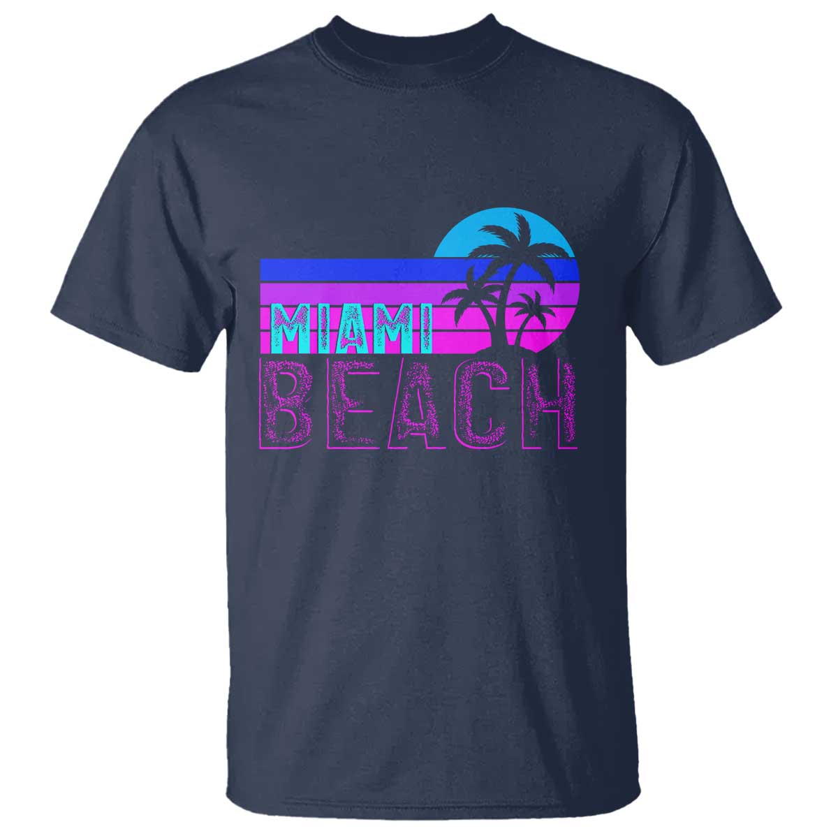 Vintage Miami Beach T Shirt Florida Proud Floridian Retro Palms Trees TS14 Navy Print Your Wear