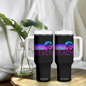 Vintage Miami Beach Tumbler With Handle Florida Proud Floridian Retro Palms Trees TS14 Print Your Wear