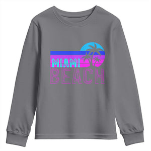Vintage Miami Beach Youth Sweatshirt Florida Proud Floridian Retro Palms Trees TS14 Charcoal Print Your Wear