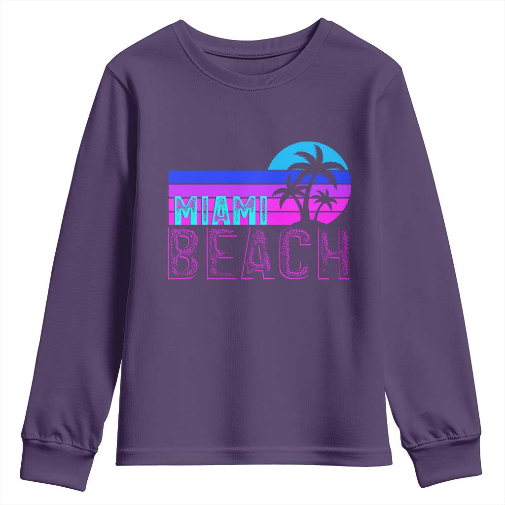 Vintage Miami Beach Youth Sweatshirt Florida Proud Floridian Retro Palms Trees TS14 Purple Print Your Wear
