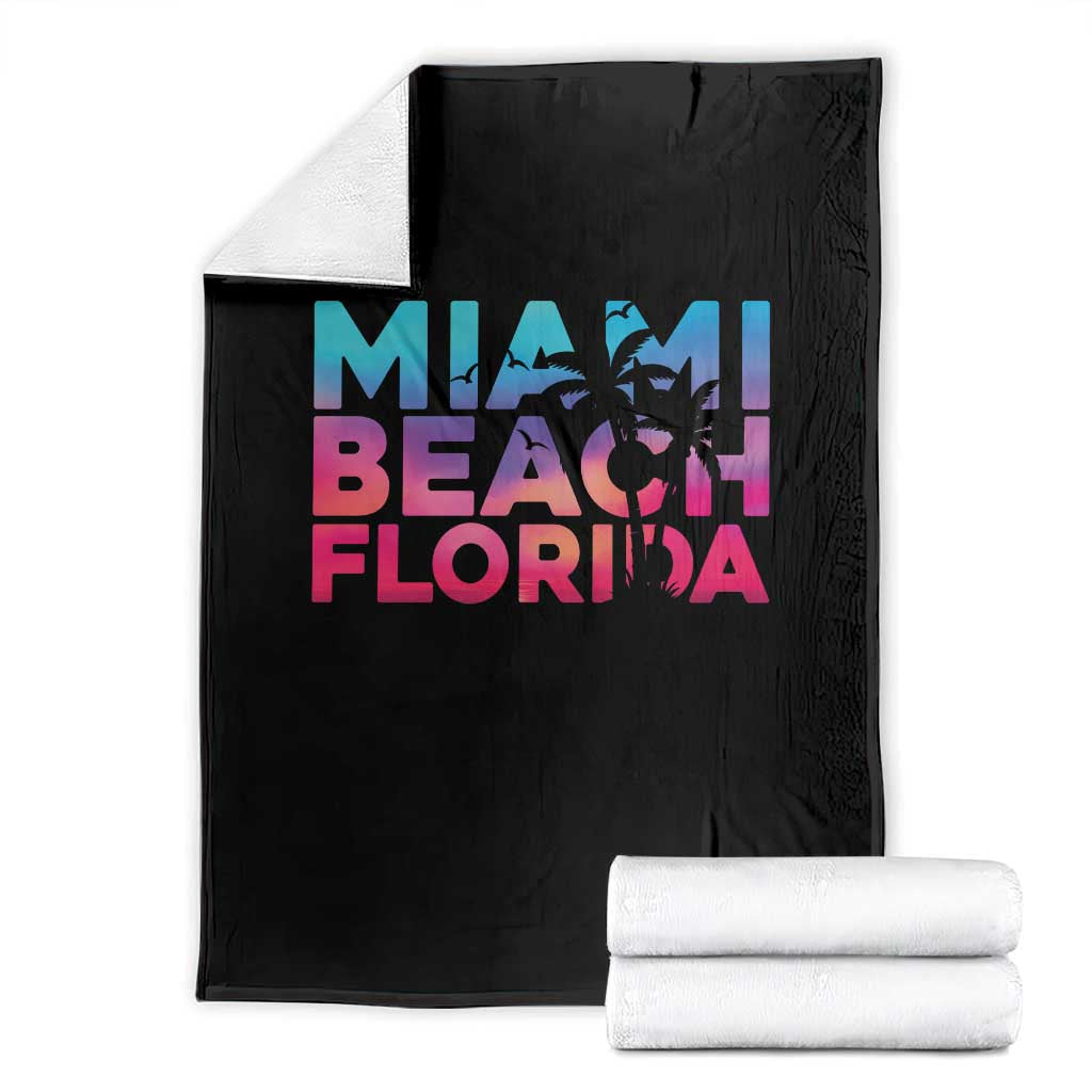 Miami Beach Florida Proud Throw Blanket Floridian Retro Palms Trees TS14 Black Print Your Wear