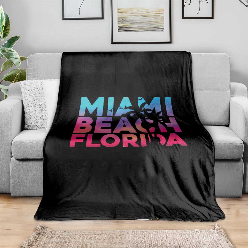 Miami Beach Florida Proud Throw Blanket Floridian Retro Palms Trees TS14 Print Your Wear