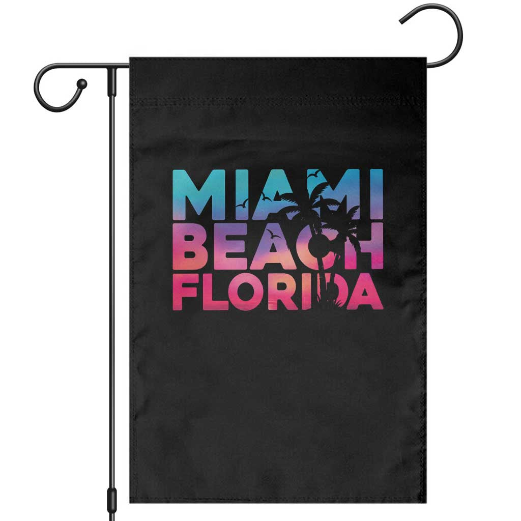 Miami Beach Florida Proud Garden Flag Floridian Retro Palms Trees TS14 Black Print Your Wear
