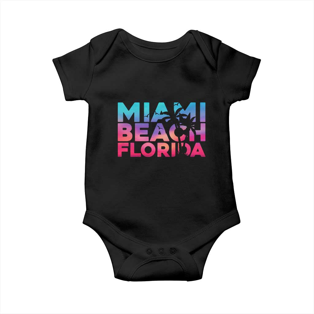Miami Beach Florida Proud Baby Onesie Floridian Retro Palms Trees TS14 Black Print Your Wear
