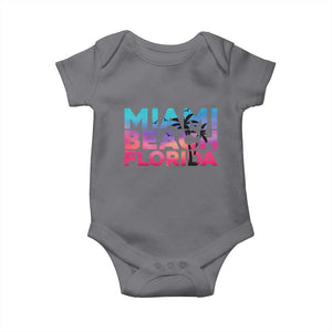 Miami Beach Florida Proud Baby Onesie Floridian Retro Palms Trees TS14 Charcoal Print Your Wear