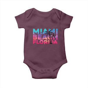 Miami Beach Florida Proud Baby Onesie Floridian Retro Palms Trees TS14 Maroon Print Your Wear