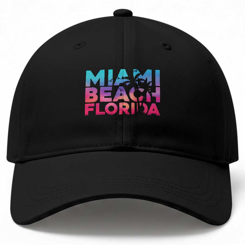 Miami Beach Florida Proud Baseball Cap Floridian Retro Palms Trees TS14 Print Your Wear