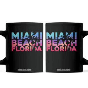 Miami Beach Florida Proud Coffee Mug Floridian Retro Palms Trees TS14 Black Print Your Wear