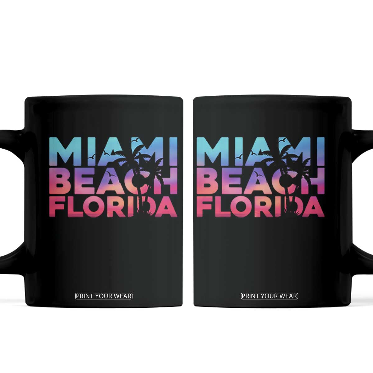 Miami Beach Florida Proud Coffee Mug Floridian Retro Palms Trees TS14 Black Print Your Wear