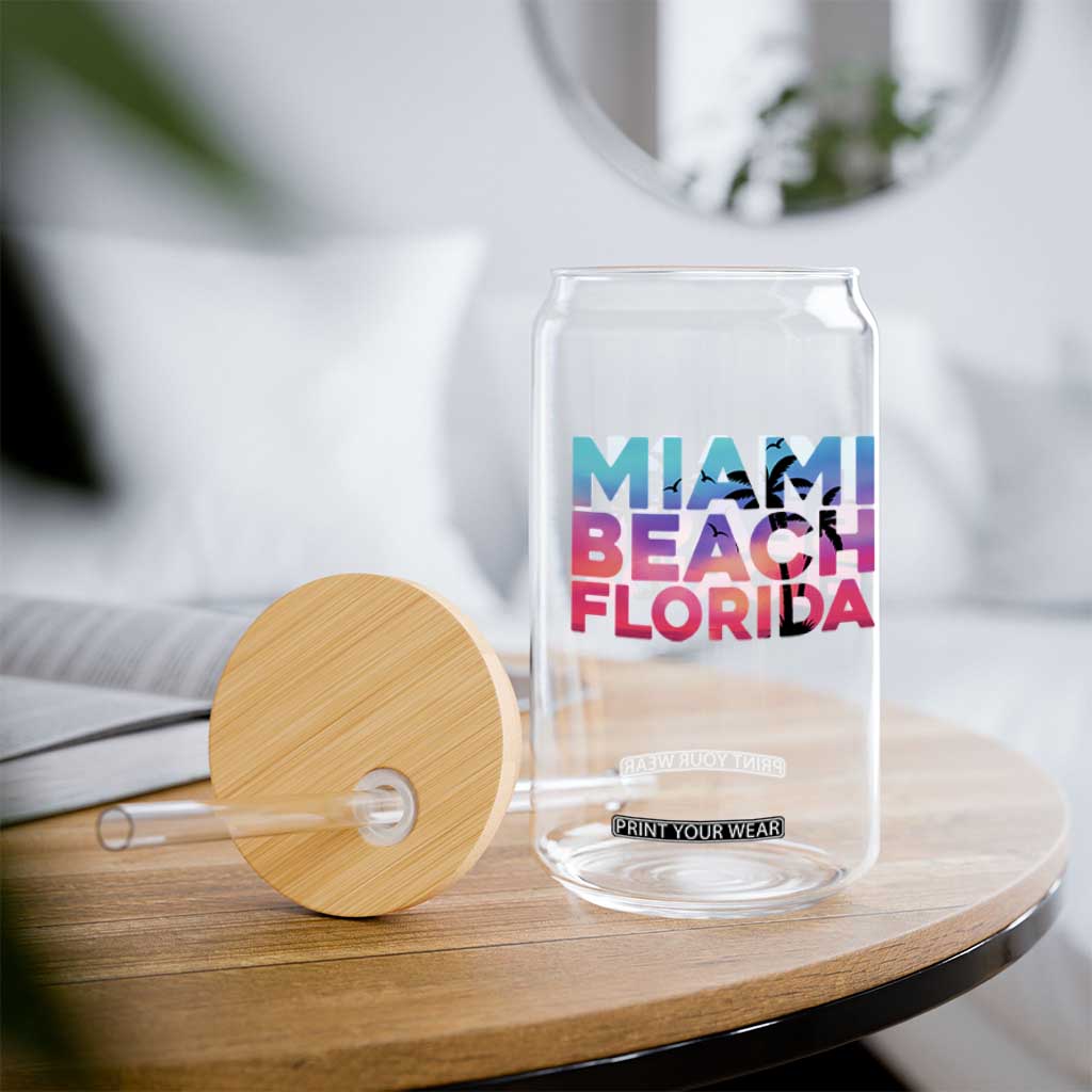 Miami Beach Florida Proud Glass Can Floridian Retro Palms Trees TS14 Print Your Wear