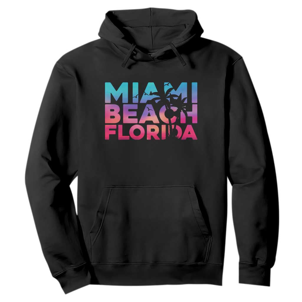 Miami Beach Florida Proud Hoodie Floridian Retro Palms Trees TS14 Black Print Your Wear