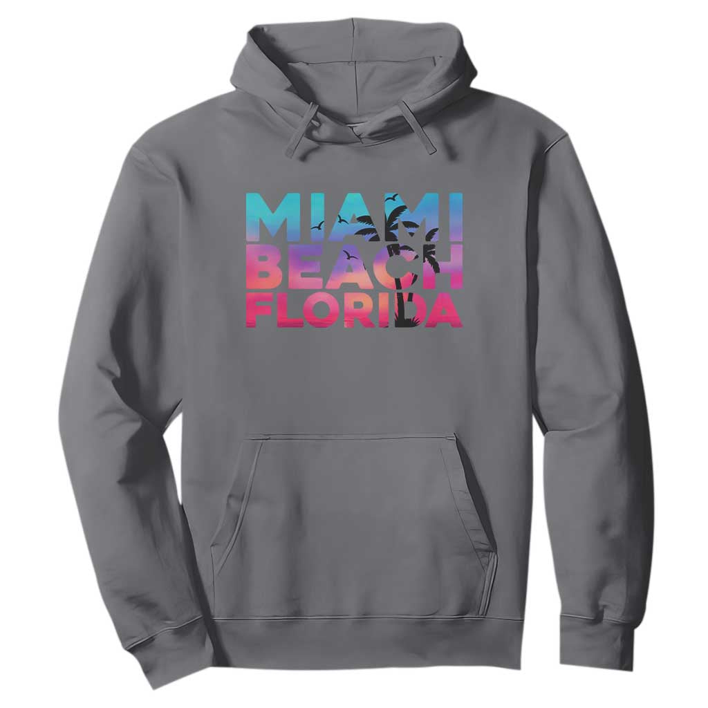 Miami Beach Florida Proud Hoodie Floridian Retro Palms Trees TS14 Charcoal Print Your Wear