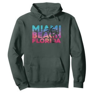 Miami Beach Florida Proud Hoodie Floridian Retro Palms Trees TS14 Dark Forest Green Print Your Wear