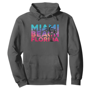 Miami Beach Florida Proud Hoodie Floridian Retro Palms Trees TS14 Dark Heather Print Your Wear