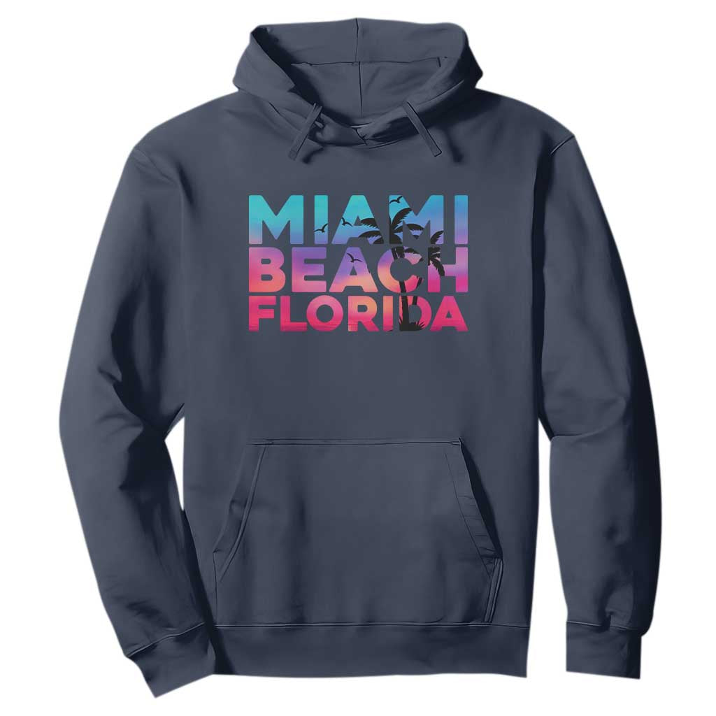 Miami Beach Florida Proud Hoodie Floridian Retro Palms Trees TS14 Navy Print Your Wear