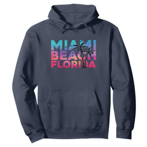 Miami Beach Florida Proud Hoodie Floridian Retro Palms Trees TS14 Navy Print Your Wear