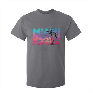 Miami Beach Florida Proud T Shirt For Kid Floridian Retro Palms Trees TS14 Charcoal Print Your Wear