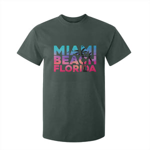 Miami Beach Florida Proud T Shirt For Kid Floridian Retro Palms Trees TS14 Dark Forest Green Print Your Wear