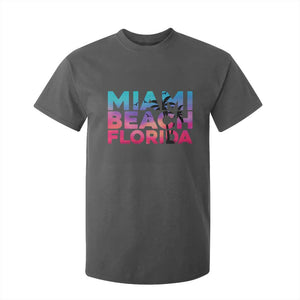 Miami Beach Florida Proud T Shirt For Kid Floridian Retro Palms Trees TS14 Dark Heather Print Your Wear