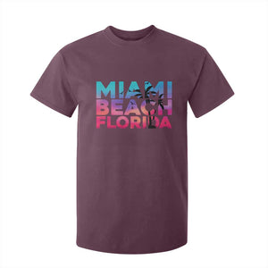 Miami Beach Florida Proud T Shirt For Kid Floridian Retro Palms Trees TS14 Maroon Print Your Wear