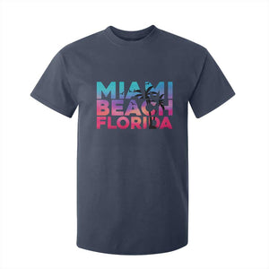 Miami Beach Florida Proud T Shirt For Kid Floridian Retro Palms Trees TS14 Navy Print Your Wear