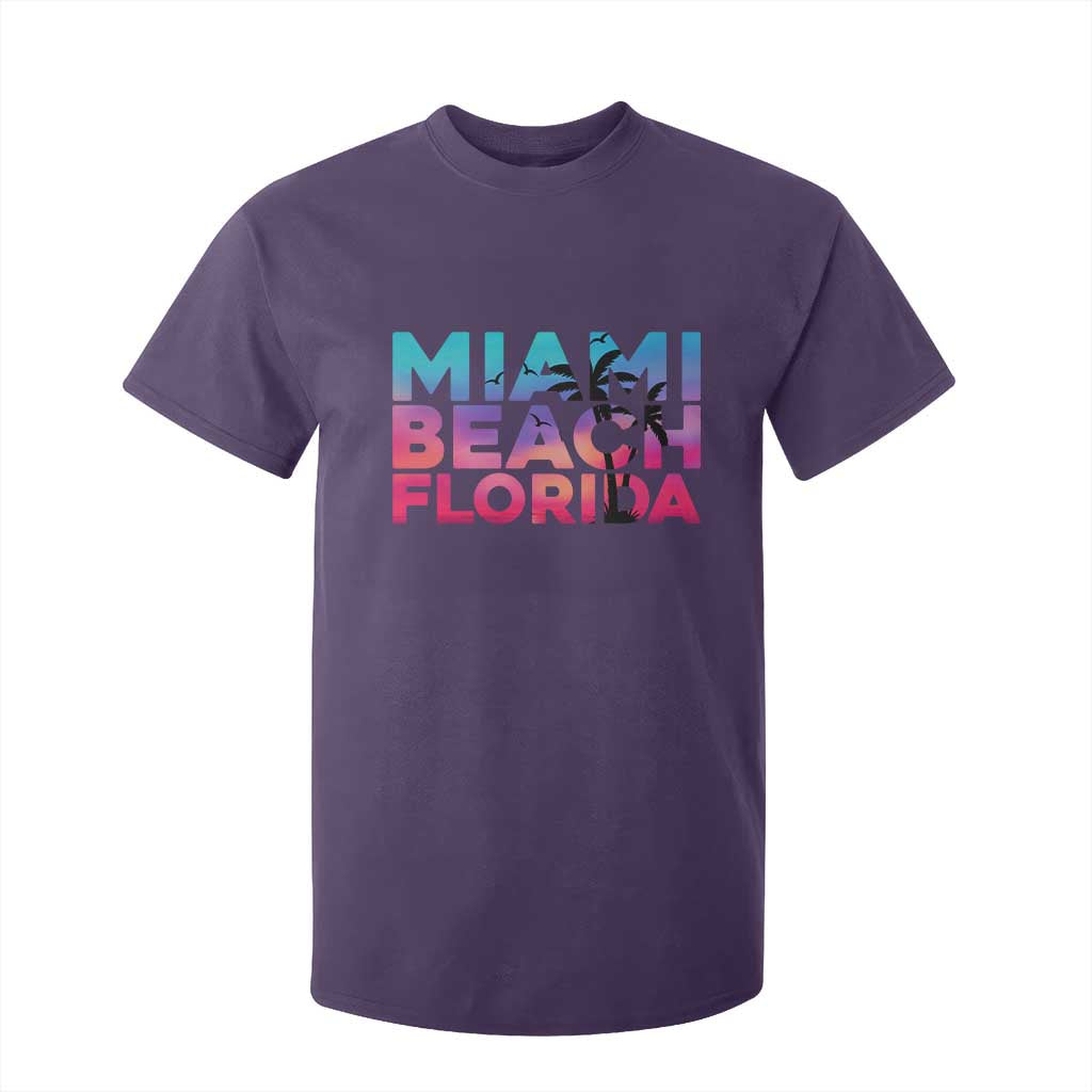 Miami Beach Florida Proud T Shirt For Kid Floridian Retro Palms Trees TS14 Purple Print Your Wear