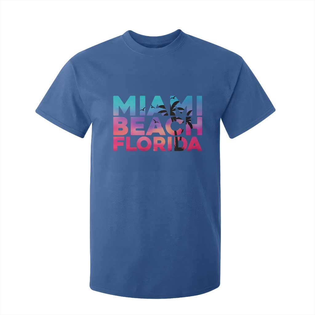 Miami Beach Florida Proud T Shirt For Kid Floridian Retro Palms Trees TS14 Royal Blue Print Your Wear