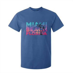 Miami Beach Florida Proud T Shirt For Kid Floridian Retro Palms Trees TS14 Royal Blue Print Your Wear