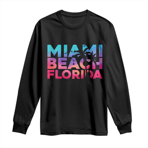 Miami Beach Florida Proud Long Sleeve Shirt Floridian Retro Palms Trees TS14 Black Print Your Wear