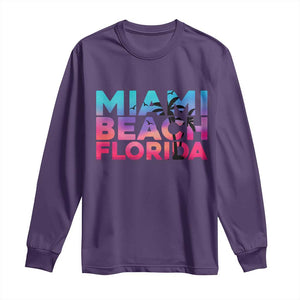 Miami Beach Florida Proud Long Sleeve Shirt Floridian Retro Palms Trees TS14 Purple Print Your Wear