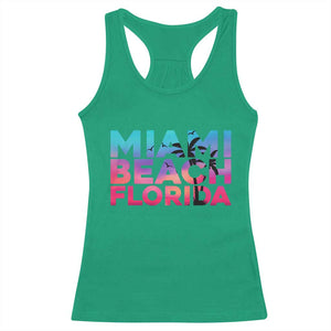 Miami Beach Florida Proud Racerback Tank Top Floridian Retro Palms Trees TS14 Irish Green Print Your Wear