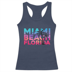Miami Beach Florida Proud Racerback Tank Top Floridian Retro Palms Trees TS14 Navy Print Your Wear
