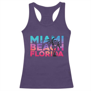 Miami Beach Florida Proud Racerback Tank Top Floridian Retro Palms Trees TS14 Purple Print Your Wear