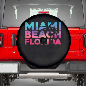 Miami Beach Florida Proud Spare Tire Cover Floridian Retro Palms Trees TS14 Black Print Your Wear