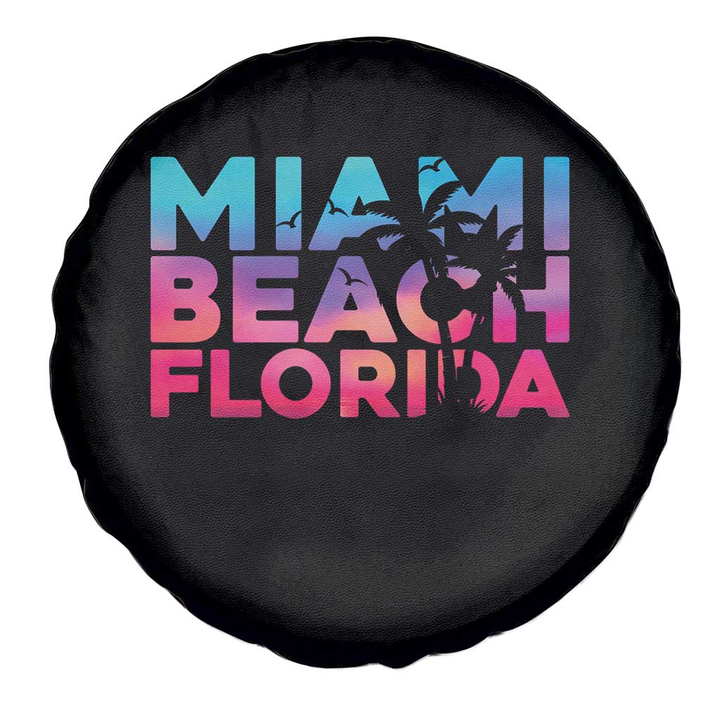 Miami Beach Florida Proud Spare Tire Cover Floridian Retro Palms Trees TS14 Print Your Wear