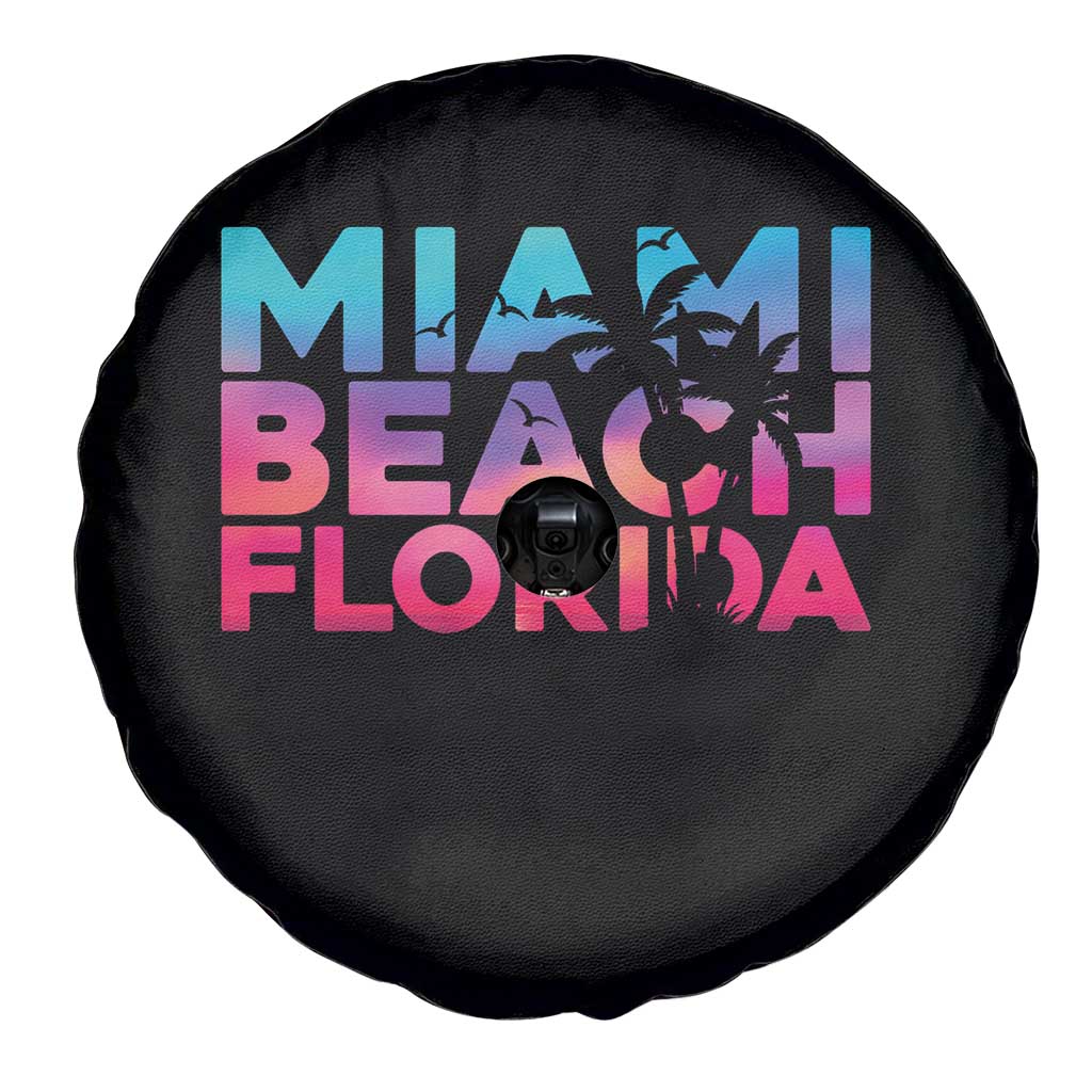 Miami Beach Florida Proud Spare Tire Cover Floridian Retro Palms Trees TS14 Print Your Wear