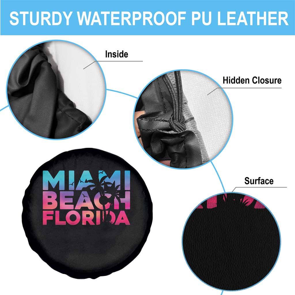 Miami Beach Florida Proud Spare Tire Cover Floridian Retro Palms Trees TS14 Print Your Wear