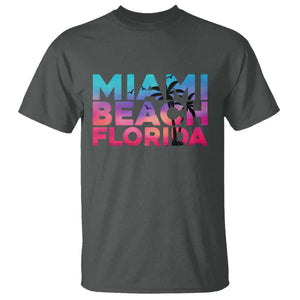 Miami Beach Florida Proud T Shirt Floridian Retro Palms Trees TS14 Dark Heather Print Your Wear