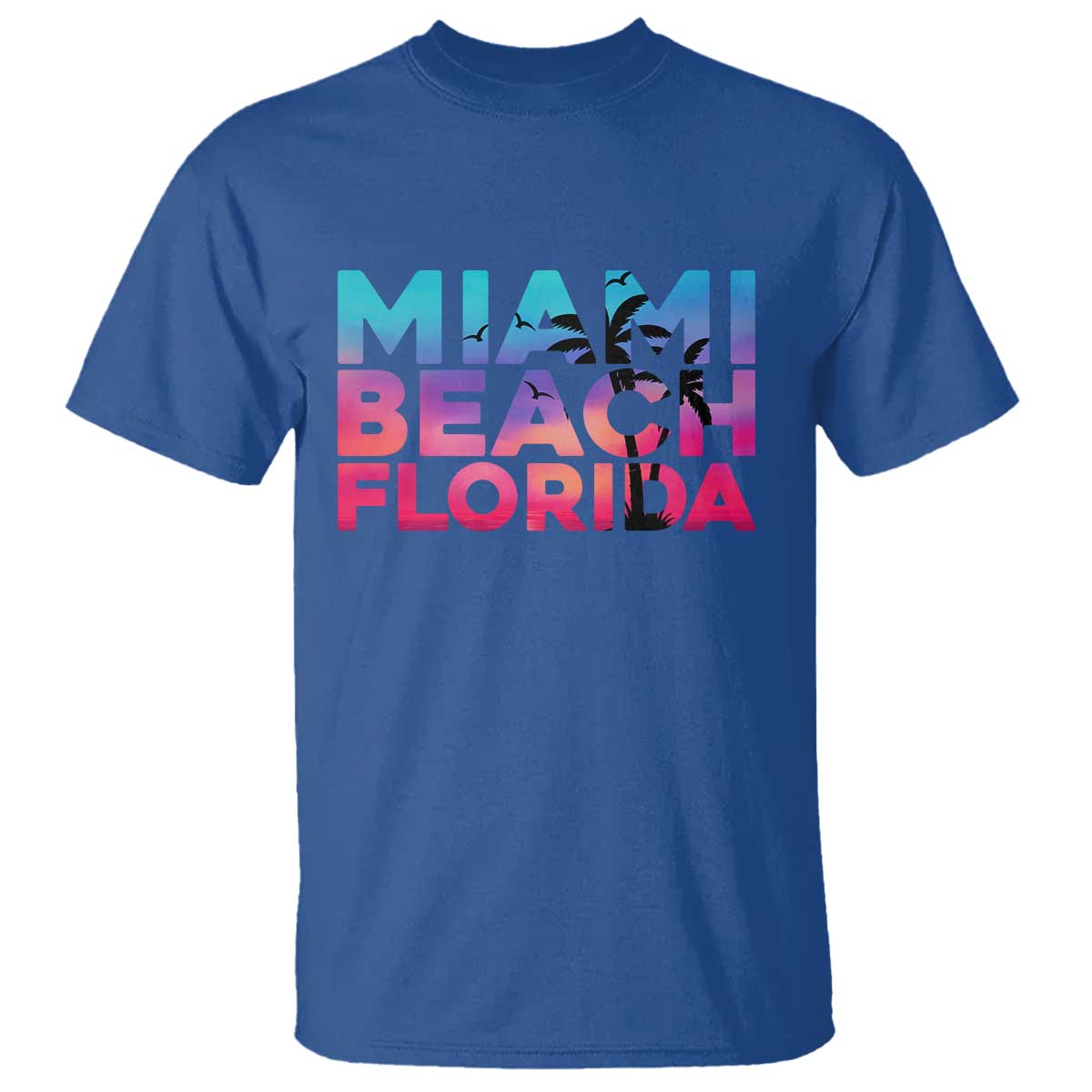 Miami Beach Florida Proud T Shirt Floridian Retro Palms Trees TS14 Royal Blue Print Your Wear