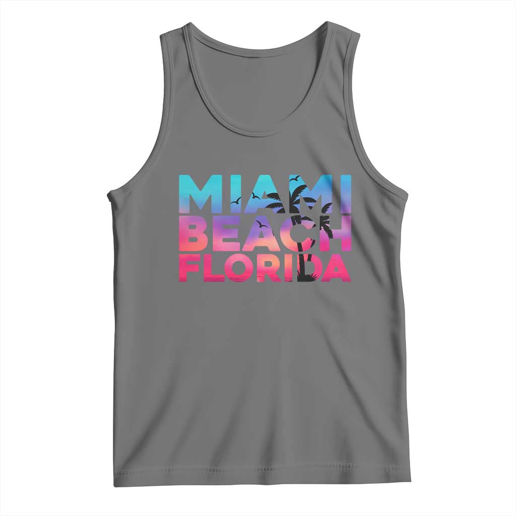 Miami Beach Florida Proud Tank Top Floridian Retro Palms Trees TS14 Black Heather Print Your Wear