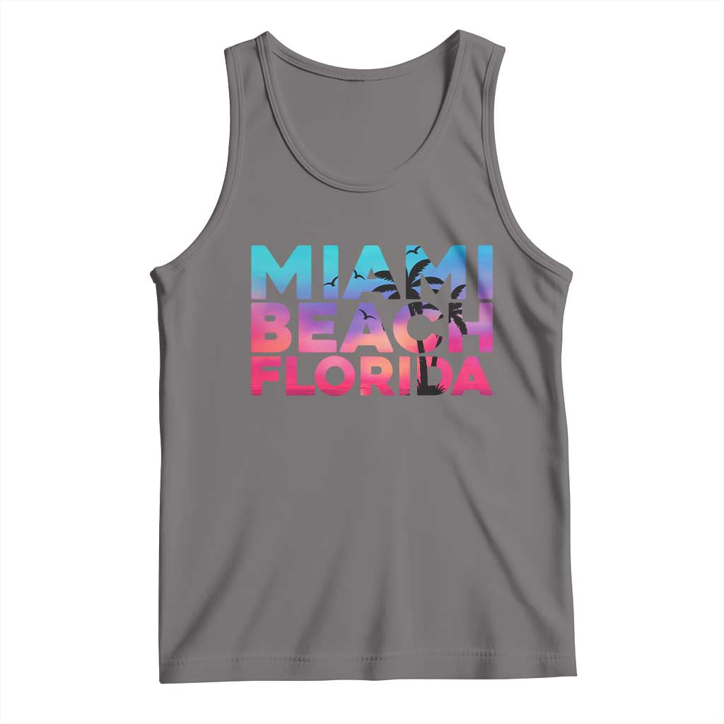 Miami Beach Florida Proud Tank Top Floridian Retro Palms Trees TS14 Deep Heather Print Your Wear