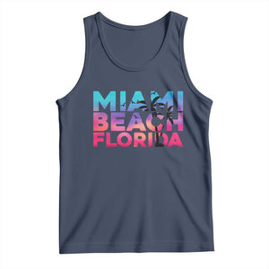 Miami Beach Florida Proud Tank Top Floridian Retro Palms Trees TS14 Navy Print Your Wear