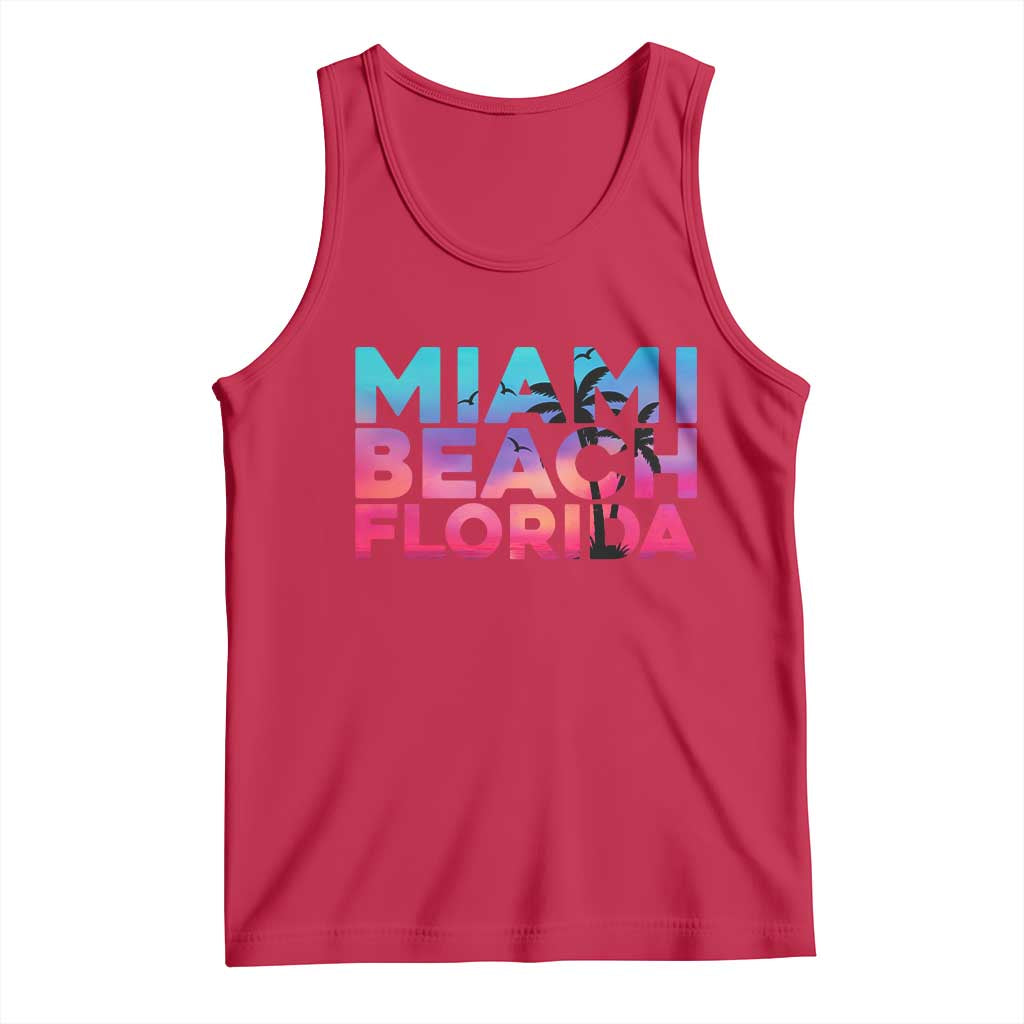 Miami Beach Florida Proud Tank Top Floridian Retro Palms Trees TS14 Red Print Your Wear