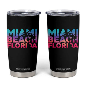 Miami Beach Florida Proud Tumbler Cup Floridian Retro Palms Trees TS14 Black Print Your Wear