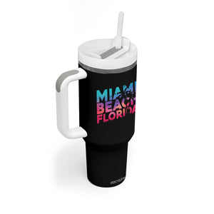 Miami Beach Florida Proud Tumbler With Handle Floridian Retro Palms Trees TS14 Print Your Wear