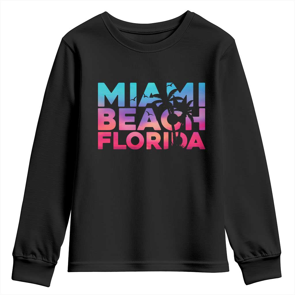 Miami Beach Florida Proud Youth Sweatshirt Floridian Retro Palms Trees TS14 Black Print Your Wear