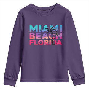 Miami Beach Florida Proud Youth Sweatshirt Floridian Retro Palms Trees TS14 Purple Print Your Wear