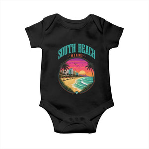 South Beach Miami Baby Onesie Retro Florida USA Souvenir Gift TS14 Black Print Your Wear