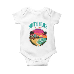South Beach Miami Baby Onesie Retro Florida USA Souvenir Gift TS14 White Print Your Wear