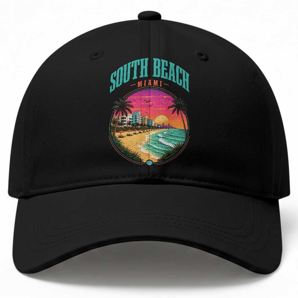 South Beach Miami Baseball Cap Retro Florida USA Souvenir Gift TS14 Print Your Wear
